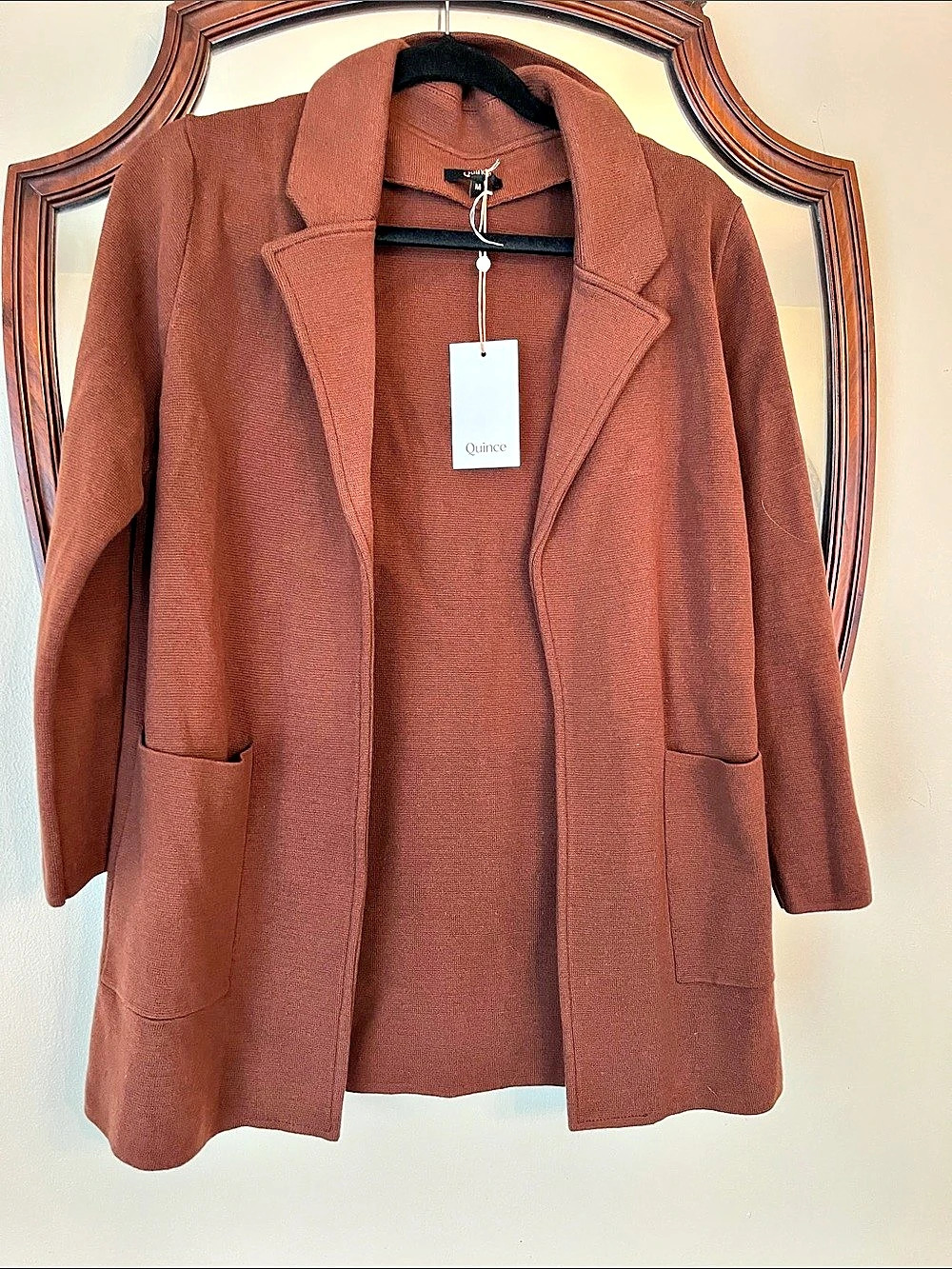 Quince 100% Organic Cotton Knit Blazer Brown Medium NWT